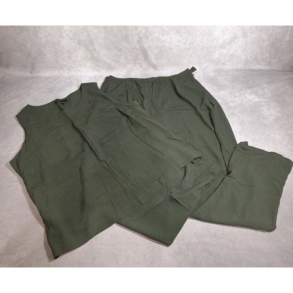 Valerie by Valerie Stevens 2pc Set sleeveless top 18W Pants 16W Green Rayon